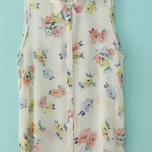 Forever 21 Floral Sleeveless High-Low Blouse – Size S